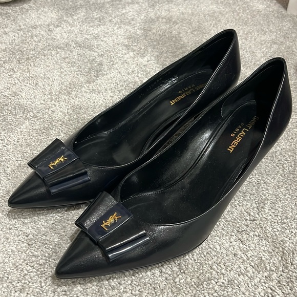 Yves Saint Laurent | Shoes | Ysl Black Kitten Heel With Bow And Ysl